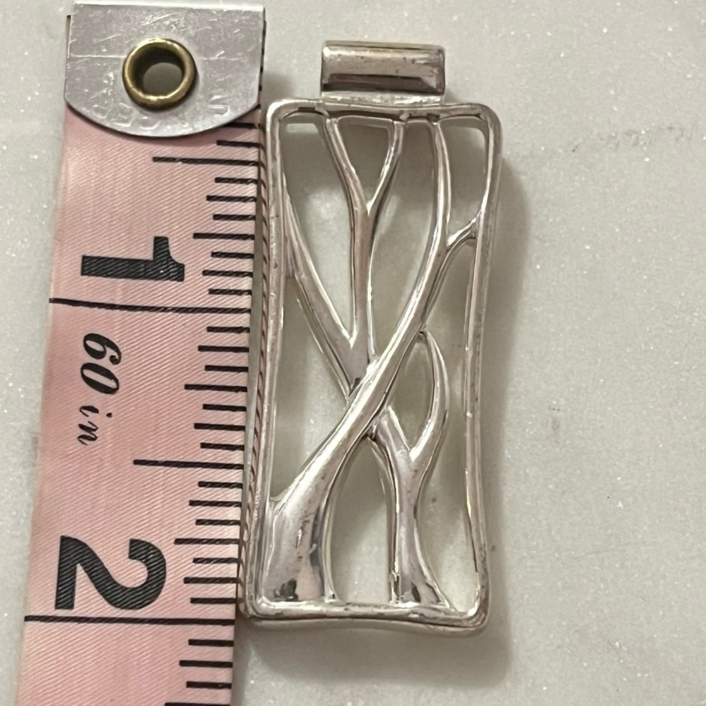 Abstract Rectangular Cutout Sterling Silver Penda… - image 2